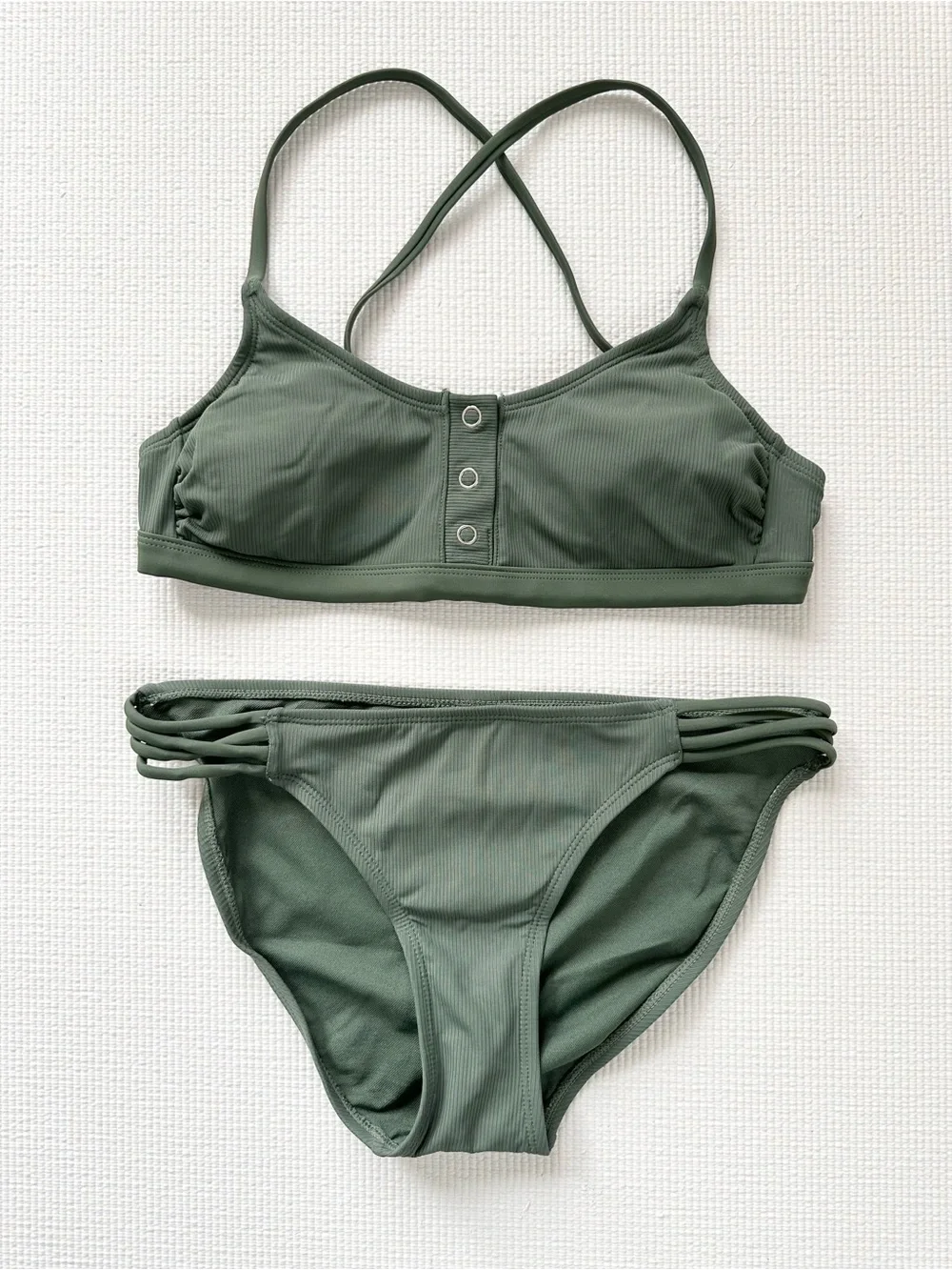 Olive Green Strappy Bikini Set
